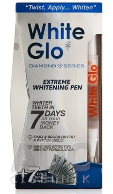 WHITE GLO DIAMONDS Bělicí pero + pásky zubní bělící gel v peru 2,5 ml + bělicí pásky 7 ks, 1 x1 set