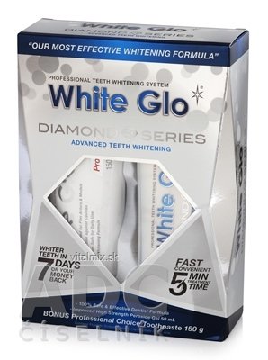 WHITE GLO DIAMONDS Bělící set bělící zubní gel 50 ml s aplikátorem + Bonus bělící zubní pasta 150 g, 1x1 set