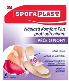 3M SPOFAPLAST č.187 Náplasti Komfort Plus proti odřeninám, péče o nohy, 2 velikosti, 1x6 ks