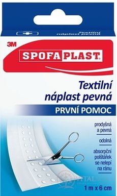 3M SPOFAPLAST č.254 Textilní náplast pevná rychloobvaz, 6cm x 1m, pas, 1x1 ks