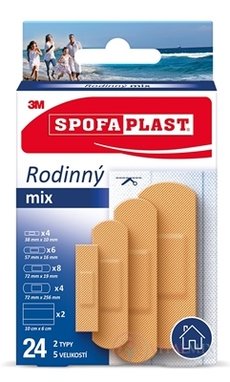 3M Spofaplast č.603 Náplasti Rodinný mix 2 typy, 5 velikostí, 1x24 ks