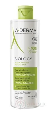 A-DERMA BIOLOGY micelární voda HYDRATAČNÍ-ČISTICÍ jemně čistí pleť, odstraňuje make-up 1x400 ml