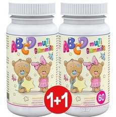 ABCD muLTi Gummies - Clinical 1+1 pektinové bonbony s malinovou příchutí 2x60 ks, 1x1 set