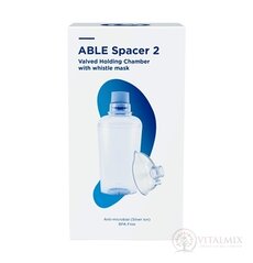 ABLE SPACER 2 + Medium Mask Nástavec inhalaci s ventilem s náustkem a se střední maskou s píšťalkou, 1x1 ks