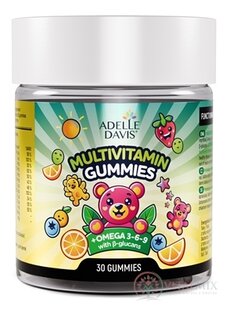 Adelle Davis MULTIVITAMIN GUMMIES+Omega+glucans želatinové medvídci, příchuť banán-borůvka 1x30 ks