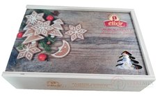AGROKARPATY kazeta Elixír čajová, dřevěná Vánoce bylinný čaj (6 druhů po10 ks) 60x1,5 g (90 g)