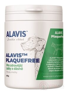 ALAVIS PLAQUEFREE prášek pro psy a kočky, pro zuby a dásně 1x40 g