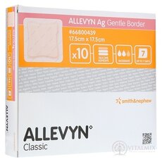 ALLEVYN Ag Gentle Border Krytí na rány 17,5x17,5 cm, adhezivní krytí se silikonem o obsahu stříbra 1x10 ks