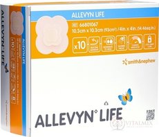 ALLEVYN LIFE Krytí na rány 10,3x10,3 cm, adhezivní pěnové krytí se silikonovým gelem 1x10 ks