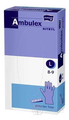 Ambulex NITRYL Vyšetřovací a ochranné rukavice vel. L L, fialové, nitrilové, nesterilní, nepudrované, 1x100 ks