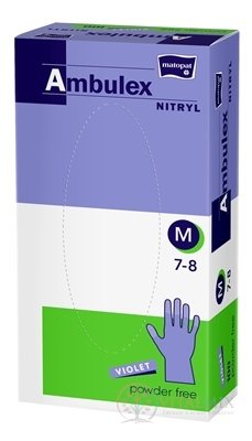 Ambulex NITRYL Vyšetřovací a ochranné rukavice vel. L M, fialové, nitrilové, nesterilní, nepudrované, 1x100 ks