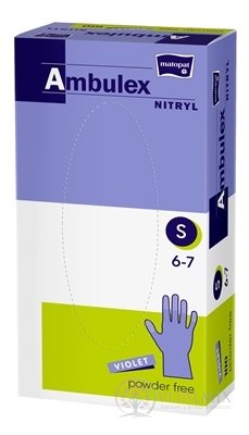 Ambulex NITRYL Vyšetřovací a ochranné rukavice vel. L S, fialové, nitrilové, nesterilní, nepudrované, 1x100 ks