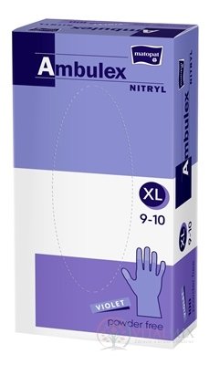 Ambulex NITRYL Vyšetřovací a ochranné rukavice vel. L XL, fialové, nitrilové, nesterilní, nepudrované, 1x100 ks