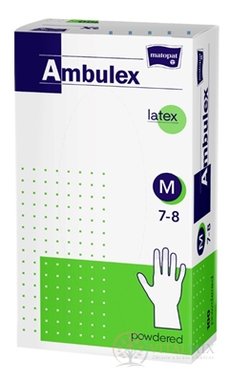 Ambulex rukavice LATEXOVÉ vel. M, nesterilní, pudrované 1x100 ks