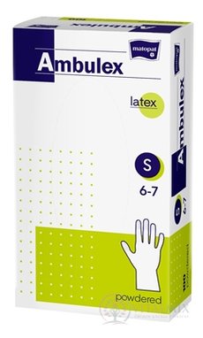 Ambulex rukavice LATEXOVÉ vel. S, nesterilní, pudrované 1x100 ks