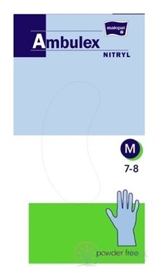 Ambulex rukavice NITRYLOVÉ vel. M, modré, nesterilní, nepudrované, 1x100 ks