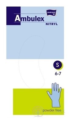 Ambulex rukavice NITRYLOVÉ vel. S, modré, nesterilní, nepudrované, 1x100 ks