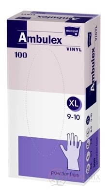 Ambulex rukavice VINYLOVÉ vel. XL, nesterilní, nepudrované 1x100 ks