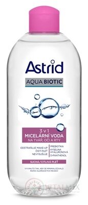 ASTRID AQUA BIOTIC Micelární voda 3 v1 suchá a citlivá pleť 1x400 ml