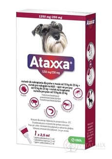 Ataxxa 1250 mg/250 mg (psy od 10 kg do 25 kg) sol 1x2,5 ml