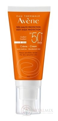 AVENE Creme SPF50 + SANS PARFUM (TRÈS HAUTE PROT.) Krém bez parfemace: velmi vysoká ochrana, inovace 2018, 1x50 ml