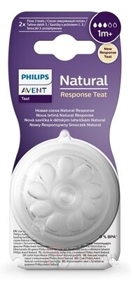 AVENT DUDLÍK na láhev Natural Response 3 pomalý průtok, 1m+, silikonový 1x2 ks