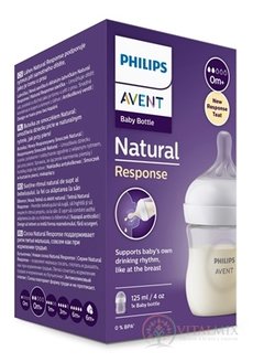 AVENT LÁHVE Natural Response 125 ml průhledná, dudlík pro podporu rytmu pití (0m+) 1x1 ks