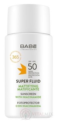 BABÉ SUPER FLUID OIL FREE SPF50 matující fluid s ochranným faktorem pro všechny typy pleti 1x50 ml