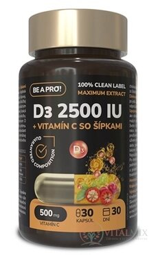 BE A PRO! D3 2500 IU + Vitamin C se šipkami cps 1x30 ks