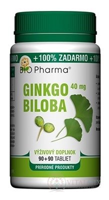 BIO Pharma Ginkgo biloba 40 mg tbl 90 + 90 (100% ZDARMA) (180 ks)