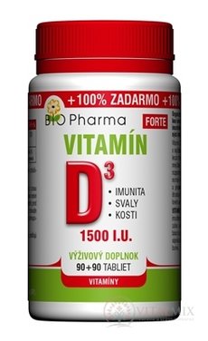 BIO Pharma Vitamin D3 FORTE cps 90 + 90 (100% ZDARMA) (180 ks)