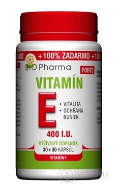 BIO Pharma Vitamin E FORTE 400 IU cps 30 + 30 (100% ZDARMA) (60 ks)