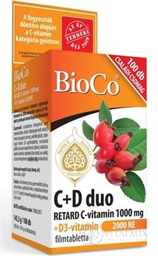Biocel C + D duo tbl vitamin C RETARD 1000 mg + vitamín D3 2000 IU 1x100 ks