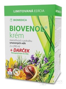 BIOMEDICA BIOVENOL krém na nohy 2x200 ml + dárek Konopný krém na ruce 100 ml, 1x1 set