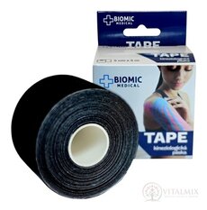 BIOMIC TAPE Kineziologická tejpovací páska černá, 5 cm x 5 m, 1x1 ks