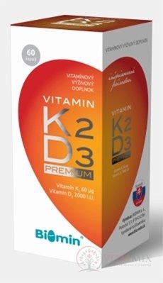 BIOMIN VITAMIN K2 D3 PREMIUM 2000 IU cps (inov.2018) 1x60 ks