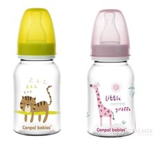 Canpol Babies Láhev tvarovaná 125 ml plast, barevný motiv, silikonový dudlík 3m +, 1x1 set