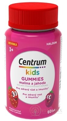 Centrum kids GUMMIES malina a jahoda želé s vitamíny a minerály 1x60 ks