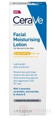 CeraVe HYDRATAČNÍ PLEŤOVÝ KRÉM SPF 50 pro normální až suchou pleť 1x52 ml