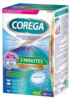 COREGA 3 Minutes Denture TABLETS antibakteriální čisticí tablety 18x6 ks (108 ks)