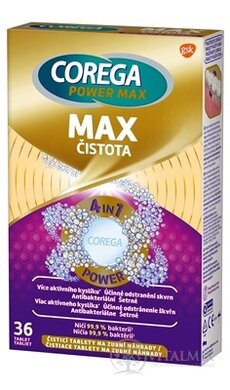 COREGA POWER MAX MAX ČISTOTA antibakteriální čistící tablety 1x36 ks