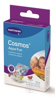 COSMOS Aqua Fun náplast na rány, vodotěsná, 2 velikosti (3x4cm) (4x6cm) 1x12 ks