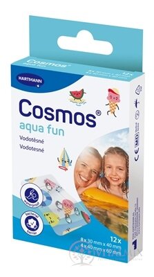 Cosmos Aqua Fun vodotěsná průhledná náplast na rány, 2 velikosti (inov.2025) 1x12 ks