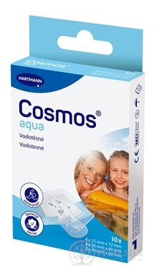 Cosmos Aqua vodotěsná průhledná náplast na rány, 3 velikosti (inov.2025) 1x10 ks