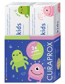 CURAPROX Kids 6+ dětská zubní pasta, příchuť MÁTA a MELOUN, 2x60 ml