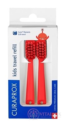 CURAPROX Kids travel refill CS 5500 červený, DUO náhradní hlavičky na kartáček, ultra soft 1x2 ks
