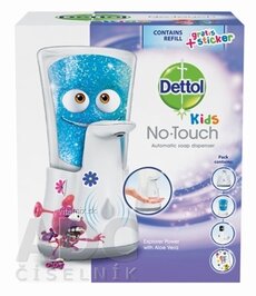 Dettol Kids Dobrodruh (Aloe vera) bezdotykový dávkovač mýdla + náplň 250 ml + samolepky, 1x1 set