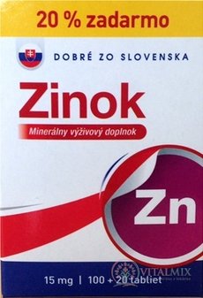 Dobré z SK Zinek 15 mg tbl 100 + 20 zdarma (120 ks)