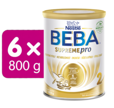 BEBA SUPREMEpro 2, 6 HMO, pokračovací kojenecké mléko, 800 g, 6x800G