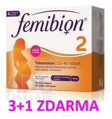 Femibion 2 Těhotenství tbl 28 + cps 28 (kys. Listová + vitamíny, minerály + DHA)  AKCIA 3+1 ZDARMA 